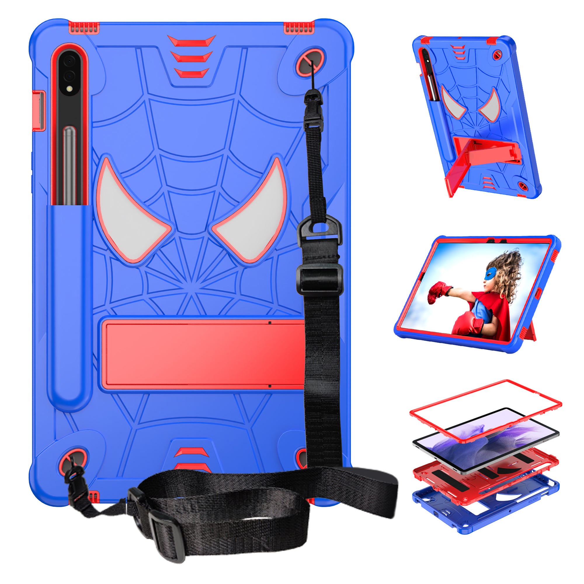 For Samsung Galaxy Tab S7 (T870 / 875) / Tab S8 Tablet Case Spider Style PC Silicone Kickstand Protective Cover For Samsung Galaxy Tab S7 (T870 / 875) / Tab S8 Tablet Case Spider Style PC Silicone Kickstand Protective Cover